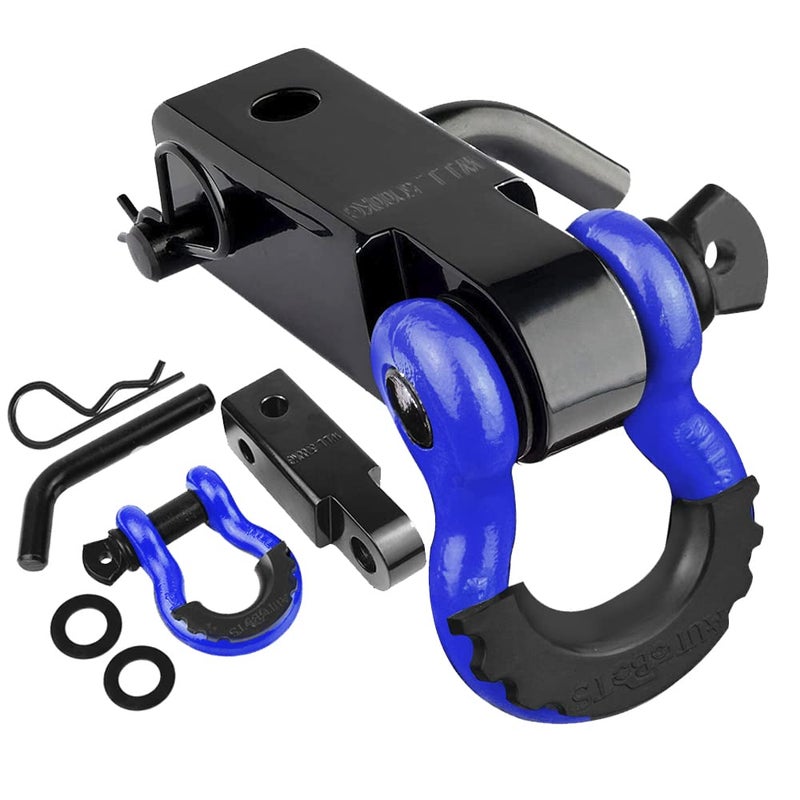 AUTOBOTS Tow Hitch Receiver 2", 45,000 Lbs Break Strength Shackle Hitch Receiver with 5/8" Screw Pin, 3/4 Shackle, Towing Accessories for Vehicle Trailer Recovery Off-Road Blue&Black - Image 1